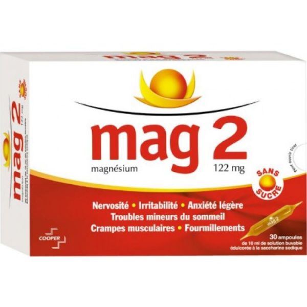 MAG2 magnésium  122mg , 30 ampoules