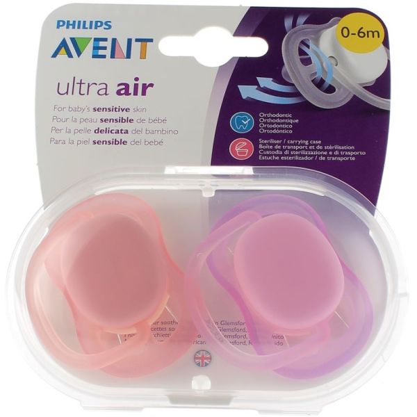 2 sucettes ultra air girl 0-6 mois