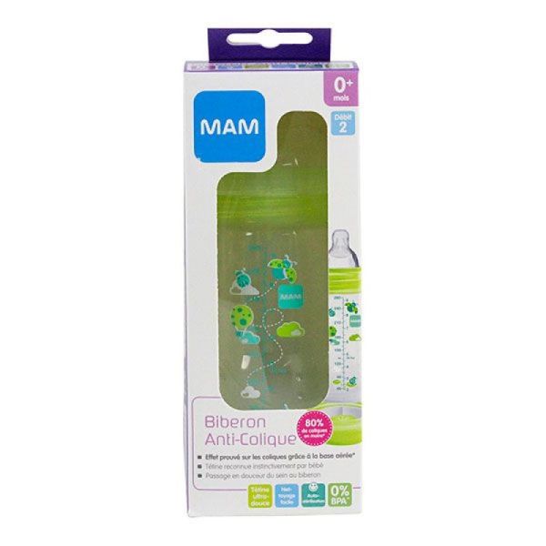 Biberon anti-colique +0 mois 260ml vert