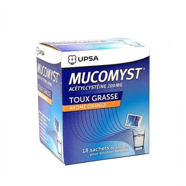 Mucomyst 200mg arôme orange 18 sachets