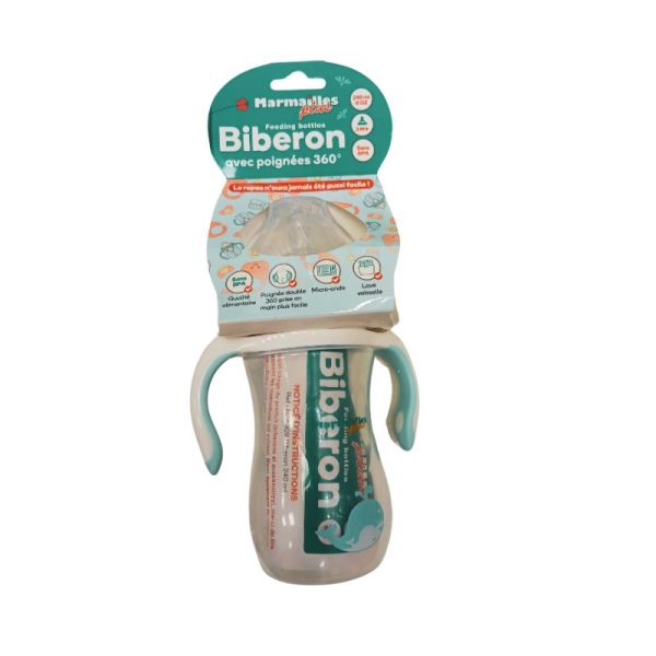 Biberon avec poignées Bleu - 3mois et plus - 240 ml