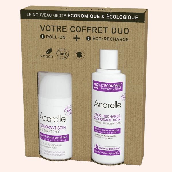 Coffret Recharge + Déodorant Roll-On Peaux Sensibles