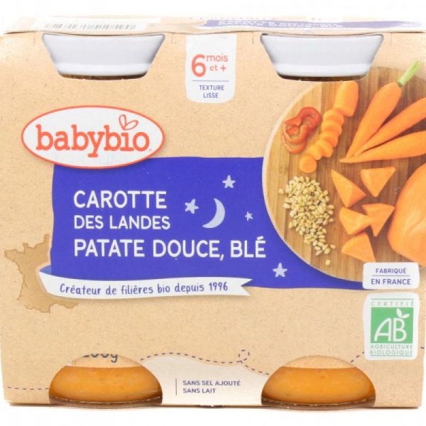Babybio Carotte/patate douce/blé 2x200g