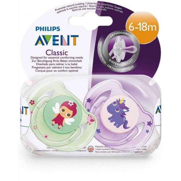 2 Sucettes filles motifs Fée-licorne,6-18 mois