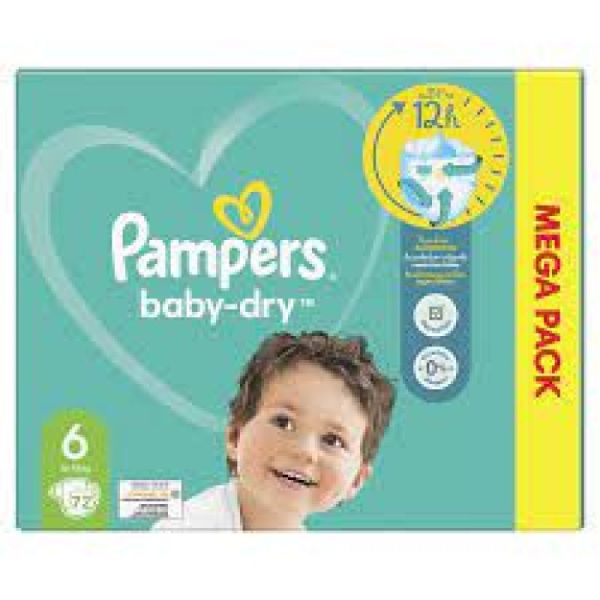 Baby-dry couche taille 6 - carton de 72 couches 13-18kg