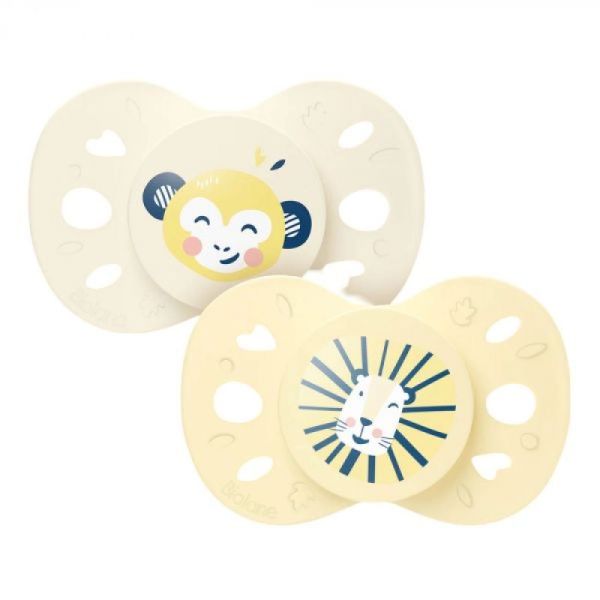 2 sucettes anatomiques 6-18 mois Jaune et beige