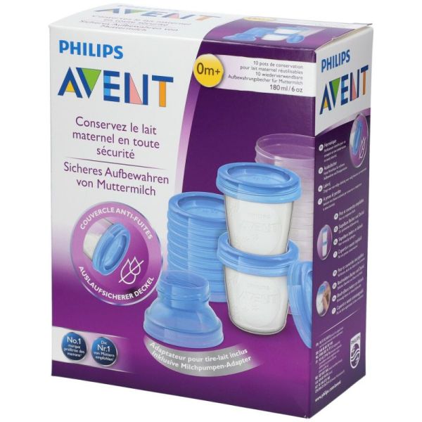 10 pots de conservation pour lait maternel réutilisables 180 ml