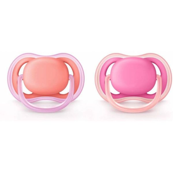 2 Sucettes Avent Ultra Air 6-18 mois - Rose